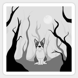 Angry dog in forest art Sticker